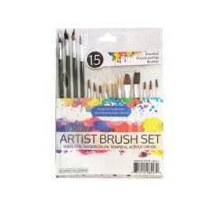 15 Piece Artist's Paint Brush Set