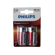 Philips Power Alkaline 2 Pack C Battery