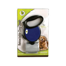 13 Foot Retractable Dog Leash with Waste Bag Holder in Dark Blue