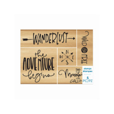 Momenta 5 Piece Wooden Stamp Set in Wanderlust Theme