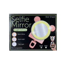 Bear Shaped Phone Ring Light with Mirror in 2 Assorted Colors
