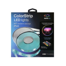 tzumi aura 2 pack 6.5' color led strip light with remote