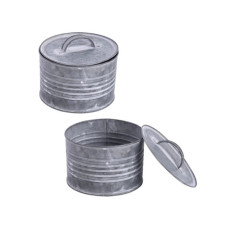 5.5" x 3.7" galvanized tin bucket with lid set
