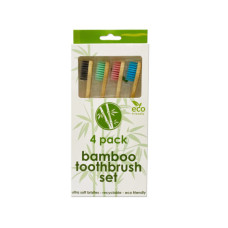 4 Pack Bamboo Toothbrush Set