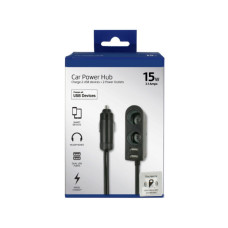 New Tech 15W Car Power Hub with 2 USB Ports & 2 Car Outlets