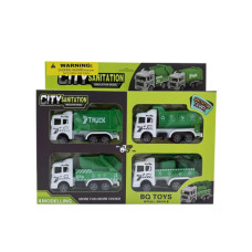 4 Pack Pull Back Toy Recycle and Garbage Truck Set