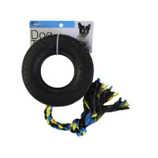 Rubber Tire Chew Ring with Braided Rope Pet Toy