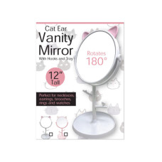 Cute Cat Ear Vanity Mirror With Hooks and Tray