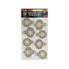 8 piece dimond holiday sticker ornaments in gold