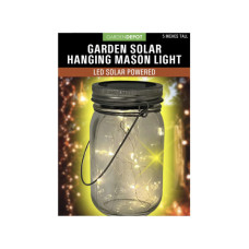 Hanging Glass Jar Filled with Solar Power Twinkle Lights