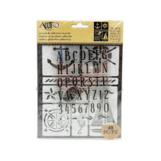 art-c 48 piece nautical stamps and adhesive alphabet stencil