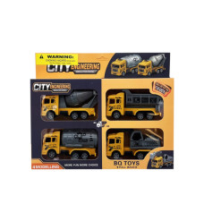 4 Pack Pull Back Construction Site Toy Truck Set