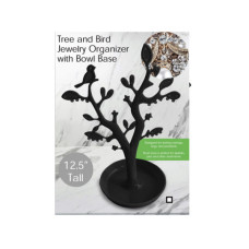 12.5" Tree and Bird Jewelry Organizer with Bowl Base