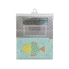 Homewear 70" x 72" Gone Fishing Shower Curtain with 12 Metal Roller Hooks