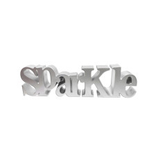 10" X 3" Silver Tabletop Resin Word Decor SPARKLE
