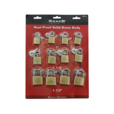 Guard 12 Pack Solid Brass Security Padlocks with Keys 1" 1.25" and 1.5"