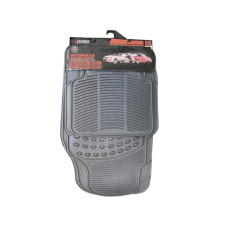 Oxgord 4 Piece Ridged Heavy Duty All Weather Rubber Automotive Floor Mats in Gray