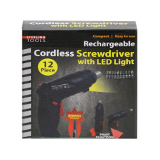 Cordless Screwdriver with LED Light and Bits Included