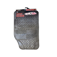 Oxgord 4 Piece Tail Fin Heavy Duty All Weather Rubber Automotive Floor Mats in Black