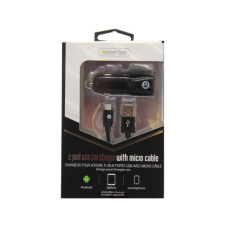 iEssentials 2.4 Amp 2 USB Port Car Charger with Micro USB Cable