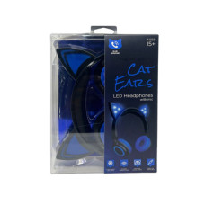 HYPE Cat Ear LED Headphones with Mic in Blue