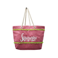 20"x13" Colorful Zip Closure Summer Canvas Bag with Rope Handles