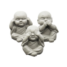 3.5" Decorative Happy Buddha See Speak Hear No Evil Statues