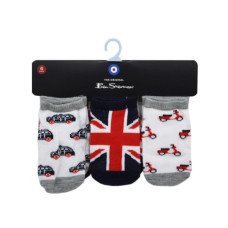 ben sherman 6 pack baby british themed socks for ages 12-24