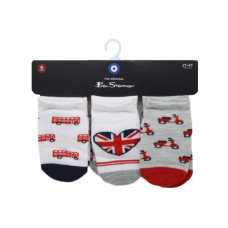 ben sherman 6 pack baby british themed socks for ages 2-4 ye