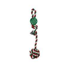 Knotted Ball Dog Toy with Twisted Rope Pull Handle