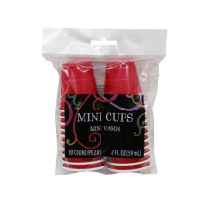 20 Pack Red 2 oz. Plastic Shot Glass Cups