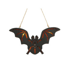 led hanging wood bat with decorative cut out