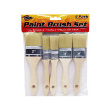 5 Pack Wood Handle Paint Brush Set