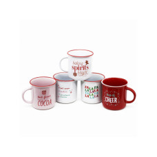 Assorted Style Ceramic Holiday Mugs with Christmas Sayings