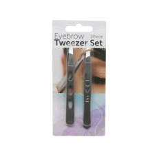 2 Pack Angled Beauty Eyebrow Tweezer Set