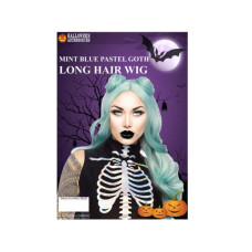 Pastel Goth Long Hair Mint Blue Wig with Space Buns