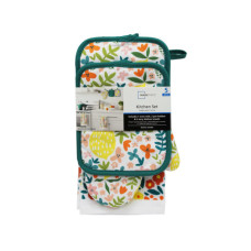 Mainstays 5 Pack Floral Kitchen Set with Lemon Design