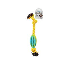 Dog Pull Toy with Center Football and Knotted Ends