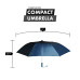 Compact Umbrella - Navy Blue - Great for Travel - Lightweight - 41" Canopy - 20.5" Long When Open - Push Button Auto - Polyester - Flat Top