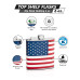 Hip Flask Holding 6 oz - The Patriot American Flag Design - Pocket Size, Stainless Steel, Rustproof, Screw-On Cap - Red, Blue and White Finish