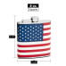 Hip Flask Holding 6 oz - The Patriot American Flag Design - Pocket Size, Stainless Steel, Rustproof, Screw-On Cap - Red, Blue and White Finish