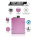 Hip Flask Holding 6 oz - Color Change Design - Pink or Purple - Pocket Size, Stainless Steel, Rustproof, Screw-On Cap