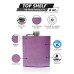 Hip Flask Holding 6 oz - Color Change Design - Pink or Purple - Pocket Size, Stainless Steel, Rustproof, Screw-On Cap