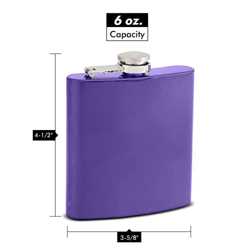 Flasks 6oz Powder Coated Colored Hip Flasks