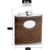 Cow Leather Hip Flask Holding 6 oz - Pocket Size, Stainless Steel, Rustproof, Screw-On Cap - Black Gift Box Included