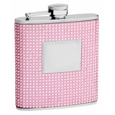 6 Oz. Hip Flask with Pink Rhinestone Finish