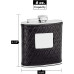 Genuine Cow Leather Hip Flask Holding 6 oz - Quilted Pattern Design - Pocket Size, Stainless Steel, Rustproof, Screw-On Cap