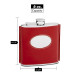 Genuine Red Leather Hip Flask Holding 6 oz - Vintage 1920 Style - Pocket Size, Stainless Steel, Rustproof, Screw-On Cap