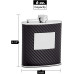 Faux Carbon Fiber Hip Flask Holding 6 oz - Pocket Size, Stainless Steel, Rustproof, Screw-On Cap - Black Finish Perfect for Engraving