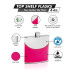 Faux Leather Hip Flask Holding 6 oz - Pocket Size, Stainless Steel, Rustproof, Screw-On Cap - Pink Finish Perfect for Engraving